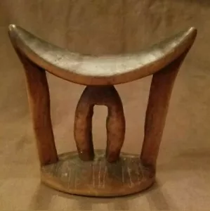Antike afrikanische Holz geschnitzt Trivlbal Kunst Kopfstütze Äthiopien - Bild 1 von 11