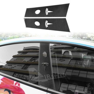 For Tesla Model 3 2024 Real Carbon Fiber Car Window B Pillar Cover Trim Sticker - Picture 1 of 9