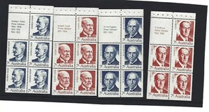 MINT 1972 PRIME MINISTERS STAMP BOOKLET PANES BLOCK STAMP SET OF 4 - Picture 1 of 1