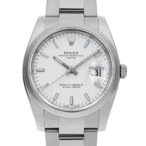 Rolex Oyster Perpetual Date 115200 barra blanca número aleatorio segunda mano para hombre - Imagen 1 de 9