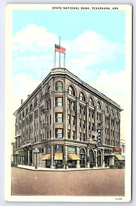 Texarkana Arkansas State National Bank Auto sign US Flag Postcard D142 - Picture 1 of 2