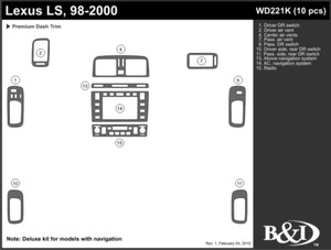Lexus LS 1998 2000 2000 2000 kit de ajuste de tablero k - Imagen 1 de 1