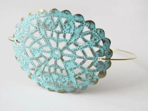 Brazalete Pulsera Turquesa Shabby Chic Envejecido Boho Playa Filigrana Western  - Imagen 1 de 5