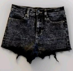 Kendall and Kylie High Rise Black Denim Jeans Shorts Raw Hem! Size 25 - Picture 1 of 4