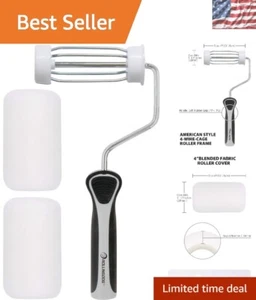 Lint-Free 4 Inch Roller with Durable Corrosion-Resistant Frame for Easy Painting - Picture 1 of 8