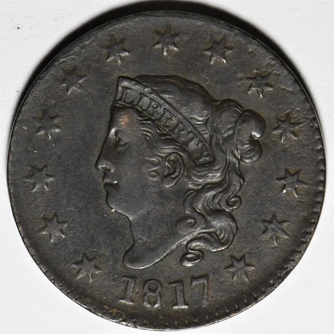 1817 Coronet Head 13 stars large cent with bold details solid even toning Cover