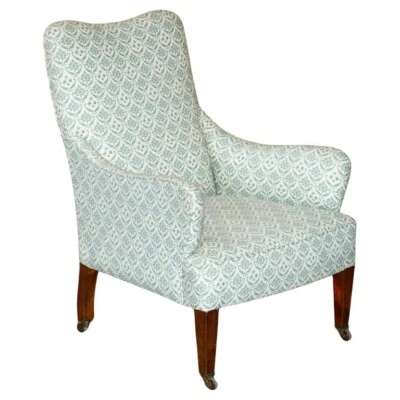 РЕДКОЕ АНТИКВАРНОЕ ВИКТОРИАНСКОЕ КРЕСЛО HOWARD & SON С ОРИГИНАЛЬНОЙ ТИКАЮЩЕЙ ТКАНЬЮ - Изображение 1 из 4