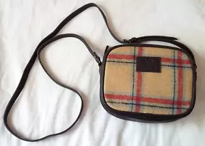 Borsa a tracolla British Bag Company marrone multicolore a quadri pochette NUOVA - Foto 1 di 5