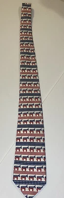 Corbata para hombre Party Line burro demócrata liberal política corbata blanca  Foto 1 de 3