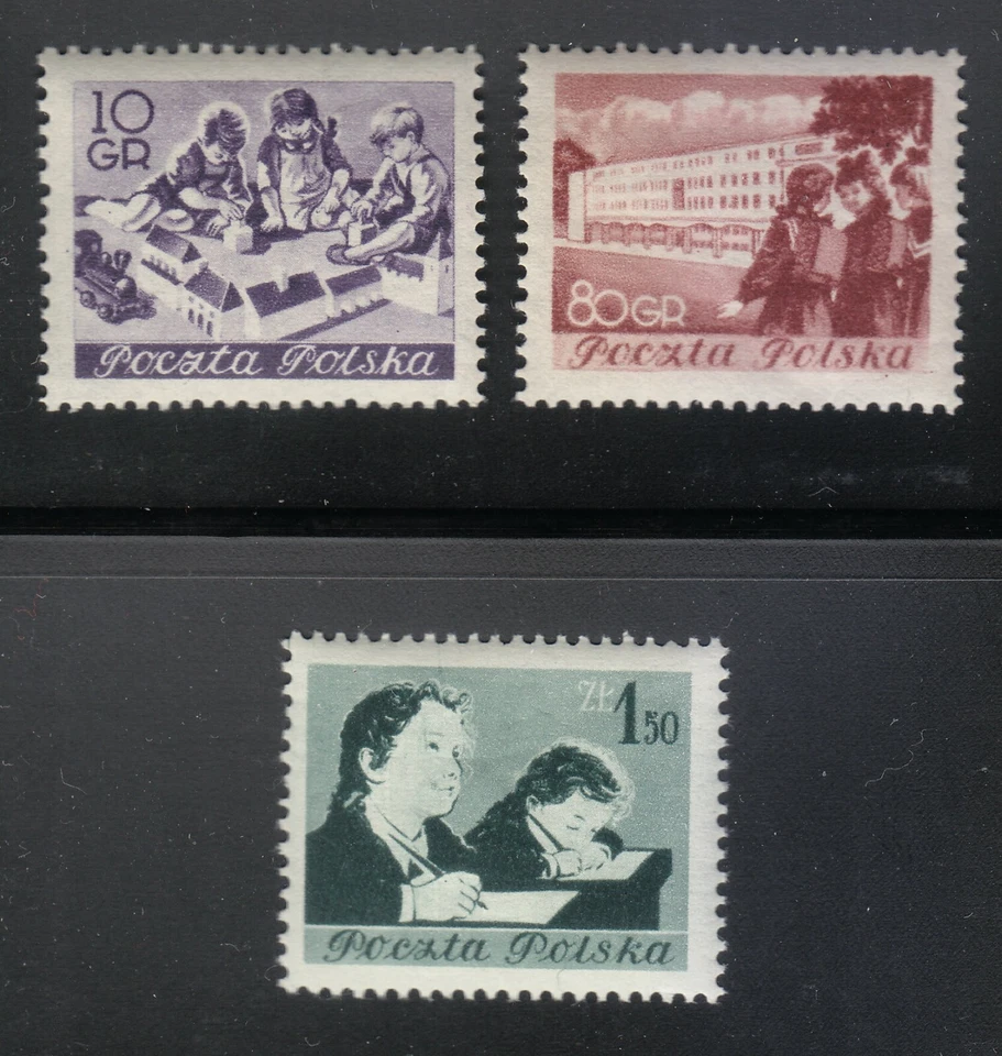 Poland 1953 MNH Mi 834-836 Sc 605-607 Education, school, studies, children ** - Image 1 of 2