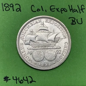 1892 Columbian Exposition Commemorative 50c Half Dollar BU Brilliant Uncirculate - Picture 1 of 3