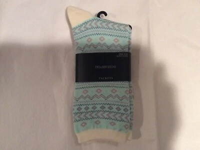 1 par de calcetines pantalón para mujer de Talbots - turquesa claro y crema (nuevo en paquete) Foto 1 de 4