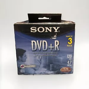 Sony DVD+R 3 Pack 120 Min 4.7 GB New Sealed - Picture 1 of 2