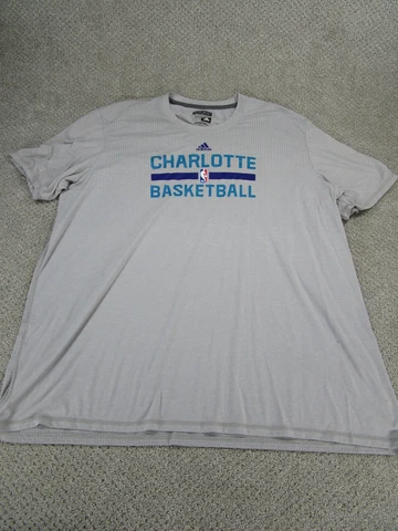 Adidas Charlotte Hornets Nba T Shirt Mens Size 4Xlt 4Xl Tall Gray Quickdry Cover