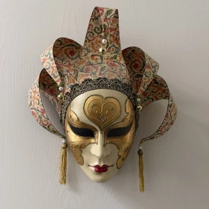 Venetian Jester Mask Bells Tassels Carnivale Carnival Italy Mardi Gras Venice - Picture 1 of 7
