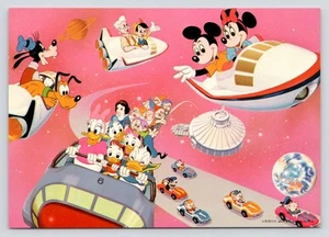 Tokyo Disneyland Mickey Minnie Friends Rocket Jets Space Mountain c1982 Postcard - Picture 1 of 2