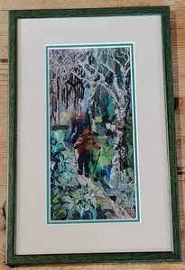 Jill Cooper Textile Artist Framed Fabric Abstract Art "A Walk In The Woods" - Picture 1 of 8