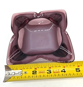 Vintage Sasaki Japan Art Glass Ashtray Purple Amethyst Biomorphic MCM 4.75" - Picture 1 of 8