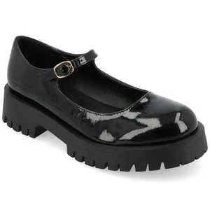 Journee Collection Donna Kamie Fibbia Tonda Mary Jane, Nero Verniciato Taglia 7,5M - Foto 1 di 5