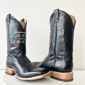 NUEVAS Botas de Vaquero Rod Patrick Para Hombres 10.5D Cuero de Becerro Negro Puntera Roma Occidental - Imagen 1 de 13