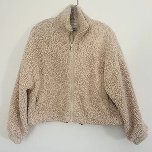 Urban Outfitters UO Jacke Small Beige Full Zip Sherpa Fleece Cropped Herbst Cozy - Bild 1 von 10