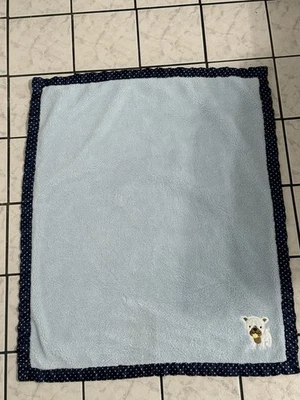 Manta bebé de felpa azul Carters Child of Mine cachorro perro estrellas borde satinado 30 x 36 Foto 1 de 4