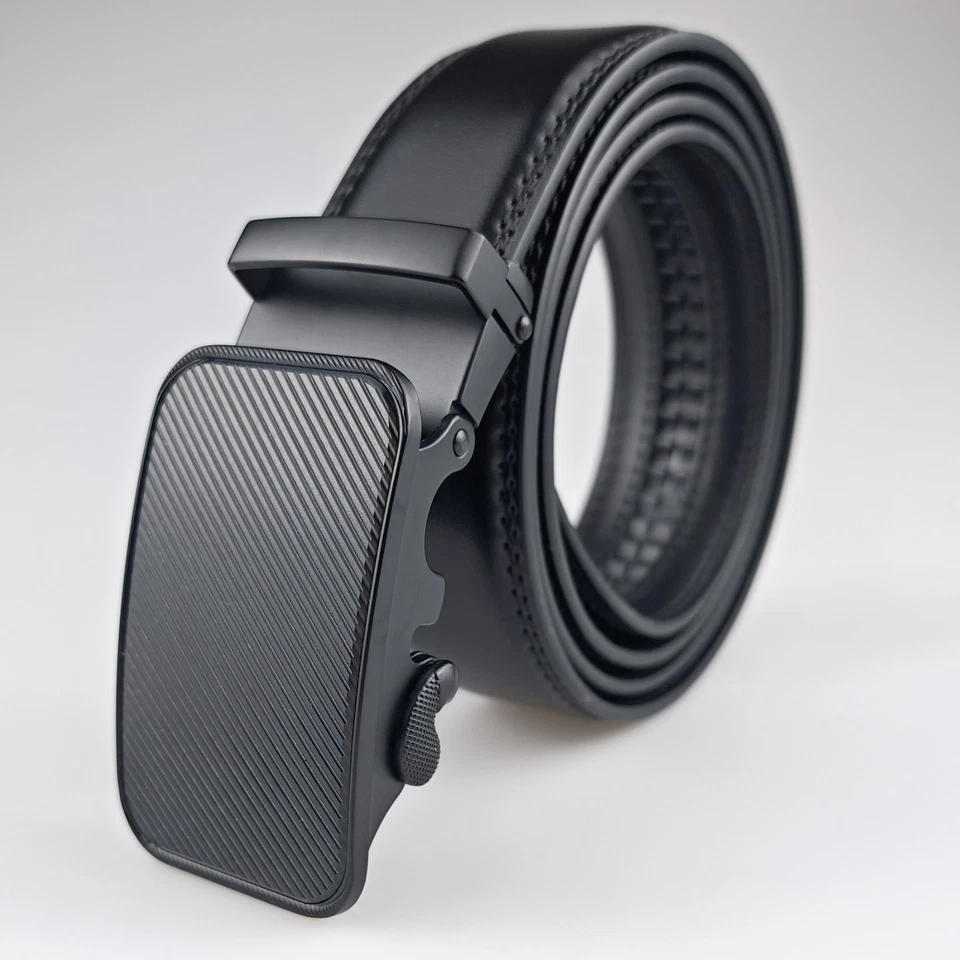 Cinturones de cinturón de trinquete de cuero de microfibra para hombre con hebilla automática ajustable Foto 1 de 4