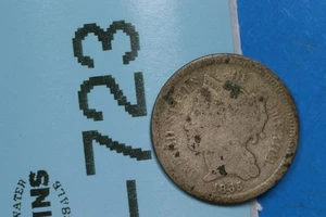 1865 3CN 3 THREE CENT NICKEL EARLY US TYPE COIN RAW-723 - Picture 1 of 2
