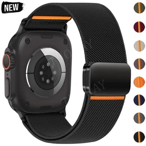 Magnetic Buckle Band For Apple Watch Ultra 2 Series 10 9 8 7 6 Nylon Sport Strap - Picture 1 of 24