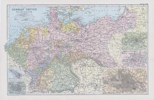 1898 Antique Map THE GERMAN EMPIRE Holland Belgium Metz Berlin Hamburg (NGA15) - Picture 1 of 1