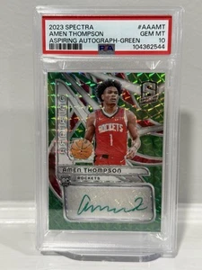 Amen Thompson 2023-24 Panini Spectra Verde/50 RC Rookie Auto PSA 10 GEM POP 1 - Imagen 1 de 4