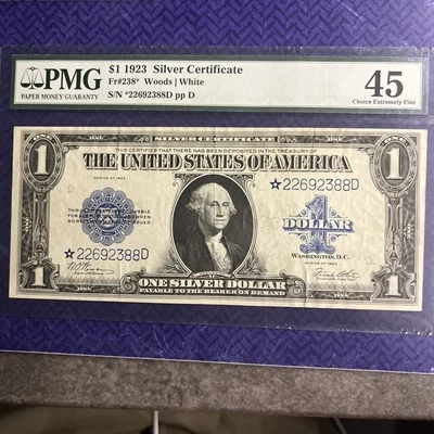 1923 FR 238* $1 Silver Certificate STAR Note PMG 45 Choice Extremely Fine STAR - Image 1 of 4