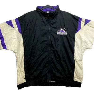 Jaqueta masculina vintage Colorado Rockies XL preta corta-vento iniciante - Imagem 1 de 4