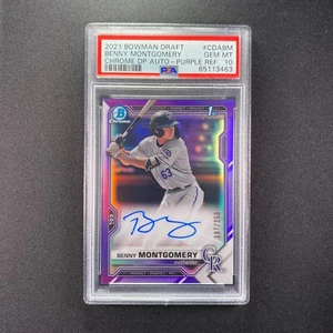 2021 Bowman Draft Benny Montgomery 1° Auto Cromata/250 Rifrattore Viola PSA 10 - Foto 1 di 3
