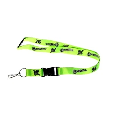 Milwaukee Brewers Lanyard Premium 2-Sided Bright Lime Green Color Licensed Merc - Image 1 of 4