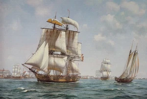 Mejor Regalo Decoración del Hogar Barco Artístico Barco Pintura al Óleo Imagen Impresa en Lienzo - Imagen 1 de 2