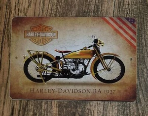 Poster garage moto vintage Harley Davidson BA 1927 8x12 Insegna da parete in metallo - Foto 1 di 1
