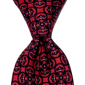 BERT PULITZER Men's 100% Silk Tie Geometric Red/Sky/White/Black EUC - Picture 1 of 3