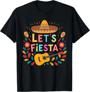 Funny Cinco De Mayo Let's Fiesta Sombrero Hat Men Women T-Shirt - Picture 1 of 4