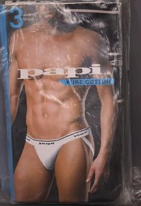 Men's Papi 705910W Cotton Jockstraps - 1 Pack of 3 (Black M) - Picture 1 of 3