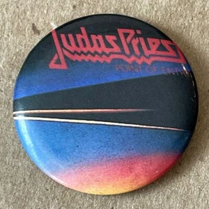 Vintage 1981 JUDAS PRIEST button pin Point of Entry licensed badge 1.25" - Picture 1 of 2