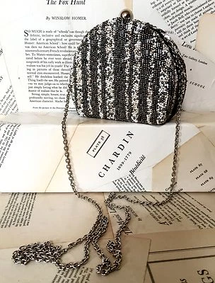 Bolso sin asas Anthropologie Santi con cuentas marfil tostado peltre NUEVO Foto 1 de 4