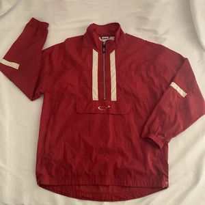 Vintage 90’s Bike Windbreaker Men’s Medium Red 1/2 Zip Vented Kangaroo Pouch - Picture 1 of 19