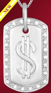 "CASH" TAG ANHÄNGER CHARM 14K WEISSGOLD & DIAMANTEN (115) - Bild 1 von 1