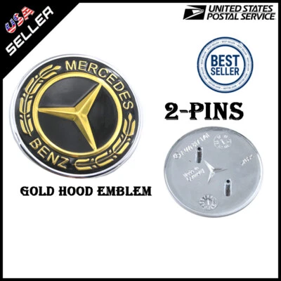 Mercedes Benz Bumper Emblem Gold Laurel Wreath Star Fits GLC GLE GLS GL G ML GLK - Image 1 of 4