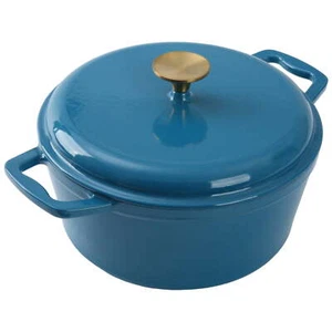 Horno holandés redondo de hierro fundido de 4,75 qt esmalte cerámico azul - Imagen 1 de 10
