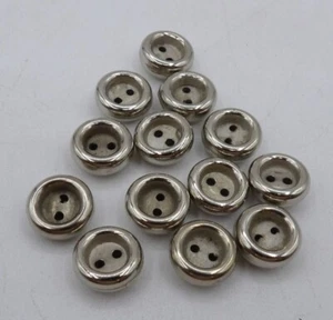 Chrome Toned Domed Buttons With Exterior Ring & Matte Center 2-Hole Design .5 D. - Picture 1 of 2