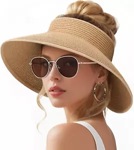 Beach Hat for Women, Wide Brim Sun Straw Hat for Women, Sun Hat Womens UPF 50+ U - Picture 1 of 12