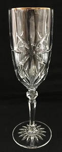 Vidrio de flauta de champán 24% cristal de plomo 5 oz borde dorado estrella patrón de ventilador Francia - Imagen 1 de 9