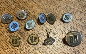11 Vintage Uniform Obsolete B. R.  Railroad Burlington Route Buttons - Picture 1 of 4
